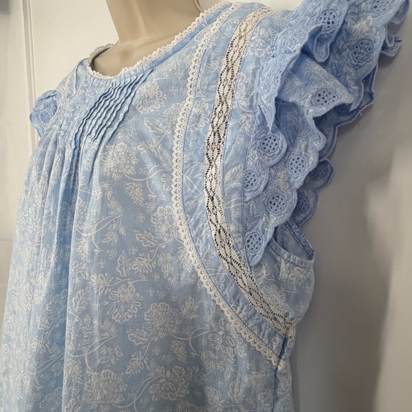 Jennifer Grace Flutter Sleeve Lace Trim Blouse XL Cottagecore Boho Feminine - Picture 5 of 11